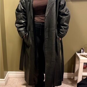Women's Black Leather Coat
